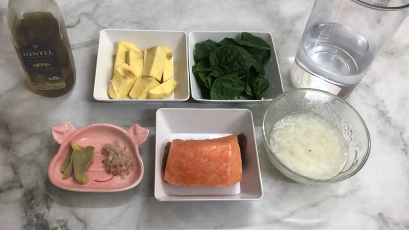 Nguyên liệu món ăn 2 cách nấu cháo cá hồi rau mồng tơi