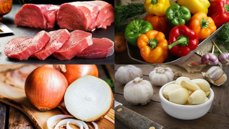 Nguyên liệu món ăn bò xào ớt chuông