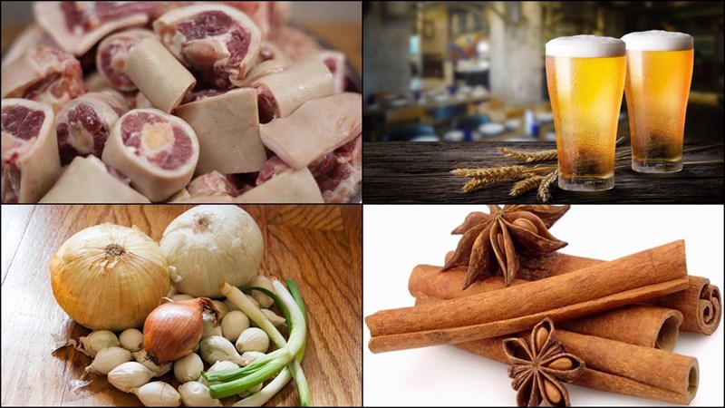 Nguyên liệu món ăn đuôi bò hầm bia