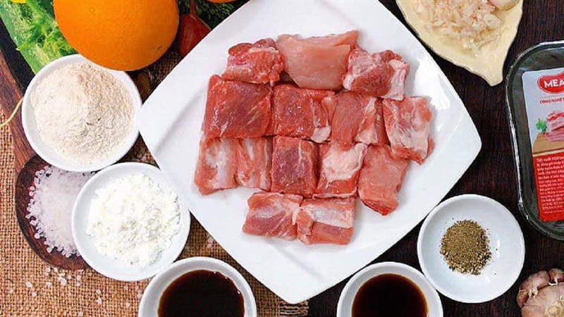Nguyên liệu món ăn sườn sốt cam