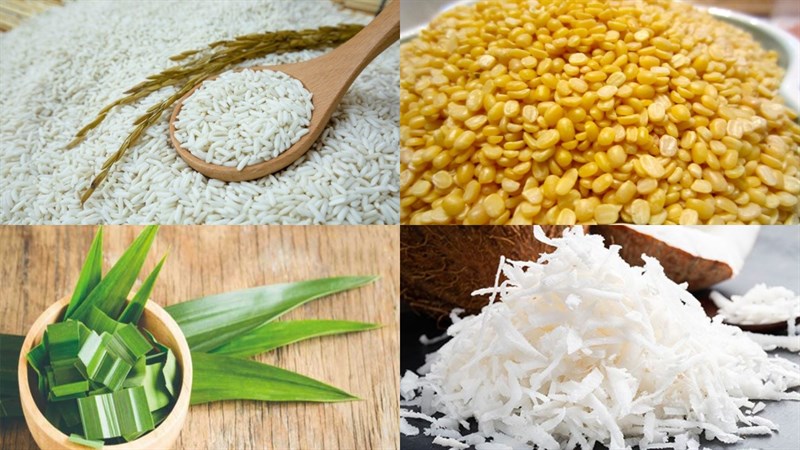 Nguyên liệu món ăn bánh ú nhân đậu xanh