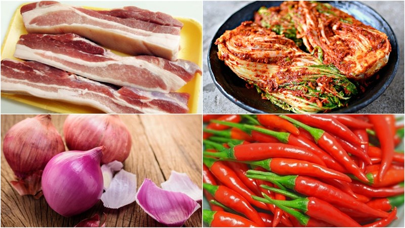 Nguyên liệu món ăn 2 cách làm thịt kho kim chi