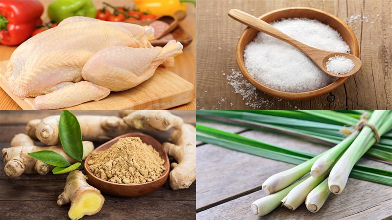 Nguyên liệu món ăn gà bọc giấy bạc hấp muối