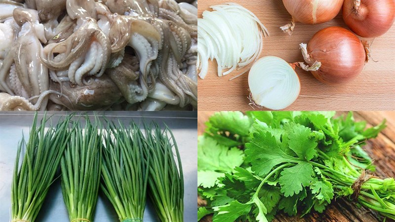Nguyên liệu món ăn bạch tuộc xào hành tây