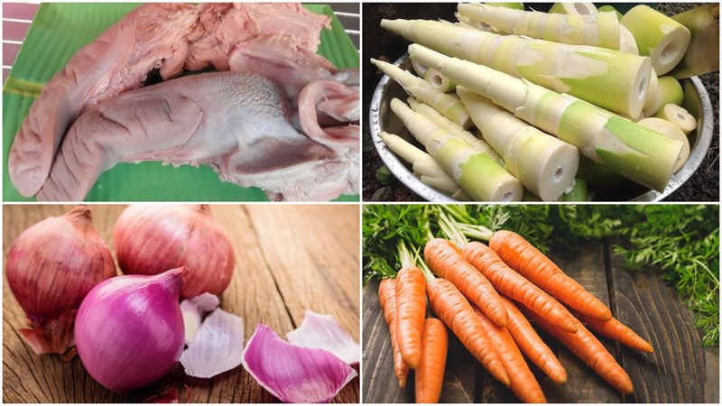 Nguyên liệu món ăn 3 cách làm gỏi măng lưỡi heo, thịt bò và khô sặc