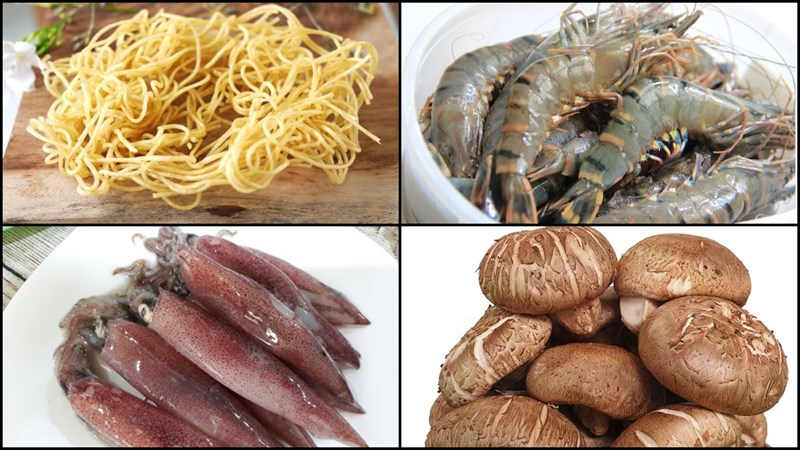 Nguyên liệu món ăn mì xào giòn hải sản