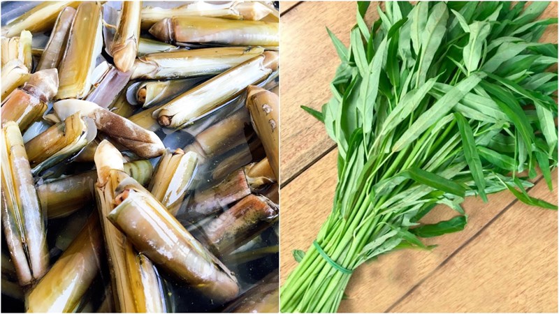 Nguyên liệu món ăn 2 cách làm ốc móng tay xào rau muống