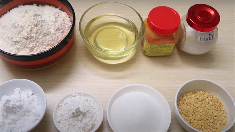 Nguyên liệu món ăn bánh gối - bánh quai vạc nhân đậu xanh