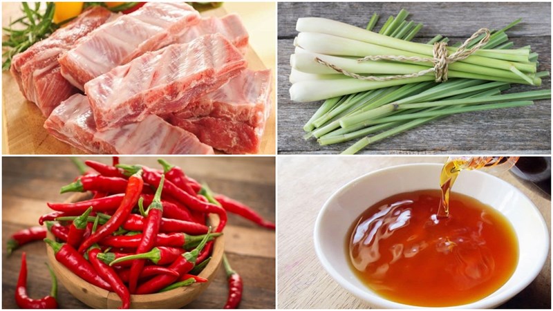 Nguyên liệu món ăn sườn xào sả ớt, sườn xào chanh sả
