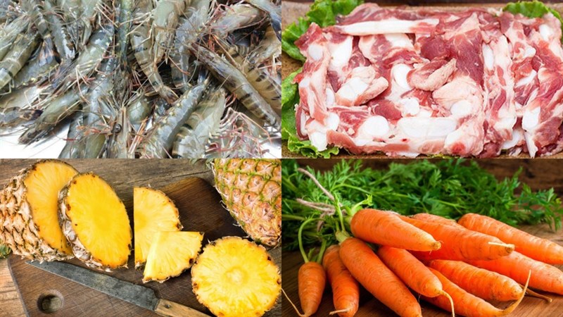 Nguyên liệu món ăn lẩu tôm chua cay