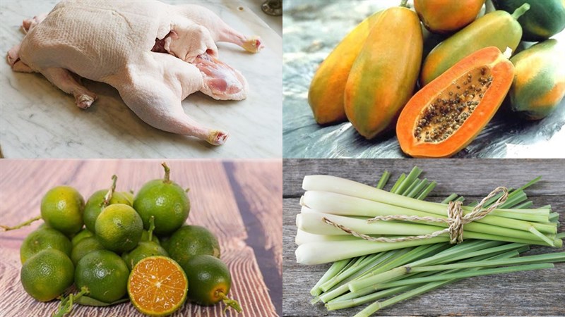 Nguyên liệu món ăn cách nấu canh vịt hầm đu đủ