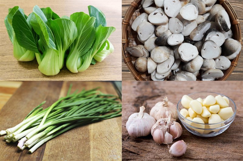 Nguyên liệu món ăn 2 cách làm cải thìa xào nấm rơm và nấm bào ngư