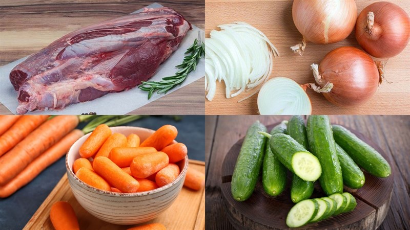 Nguyên liệu món ăn nộm bắp bò thập cẩm