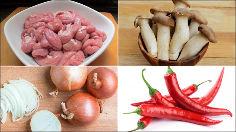 Nguyên liệu món ăn 2 món lòng heo xào