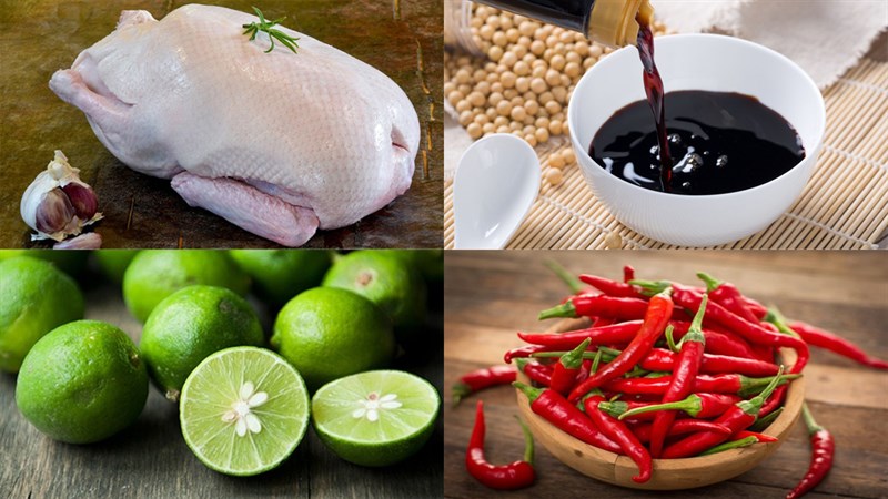 Nguyên liệu món ăn vịt hấp gừng và vịt hấp chanh