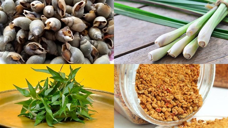 Nguyên liệu món ăn ốc cà na hấp sả
