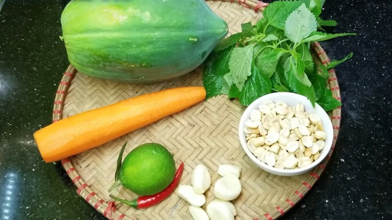 Nguyên liệu món ăn nộm đu đủ cà rốt