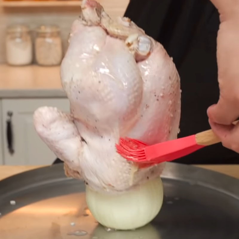 Bước 4 Nướng gà Gà nướng nguyên con nhồi gạo nếp