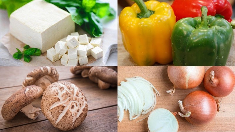 Nguyên liệu món ăn đậu hũ xào rau củ