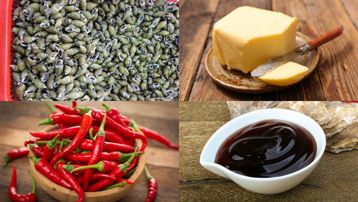 Nguyên liệu món ăn ốc cà na xào bơ tỏi và xào sả ớt
