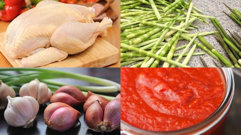 Nguyên liệu món ăn 3 cách làm măng trúc xào ếch, thịt gà và thịt vịt