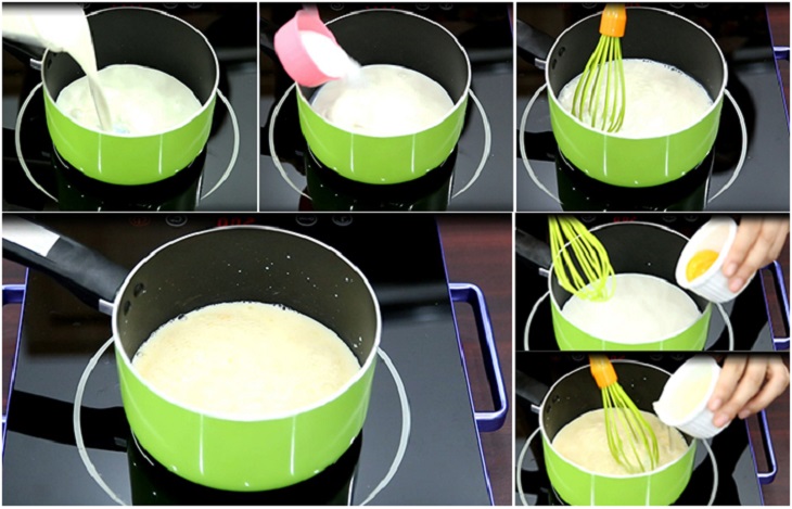 Bước 2 Khuấy hỗn hợp sữa - Làm pudding sữa Pudding xoài