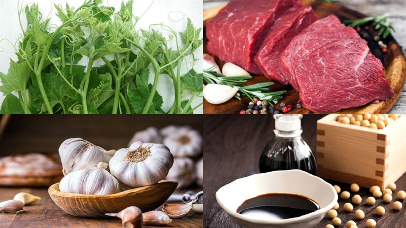 Nguyên liệu món ăn 2 cách làm rau bầu xào tỏi và xào thịt bò