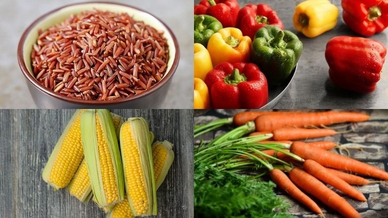 Nguyên liệu món ăn cơm gạo lứt và salad gạo lứt
