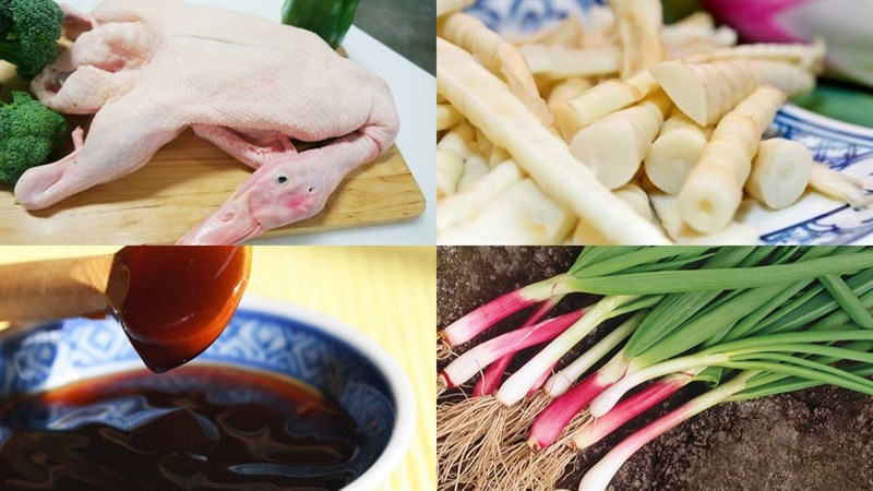 Nguyên liệu món ăn 3 cách làm măng trúc xào ếch, thịt gà và thịt vịt