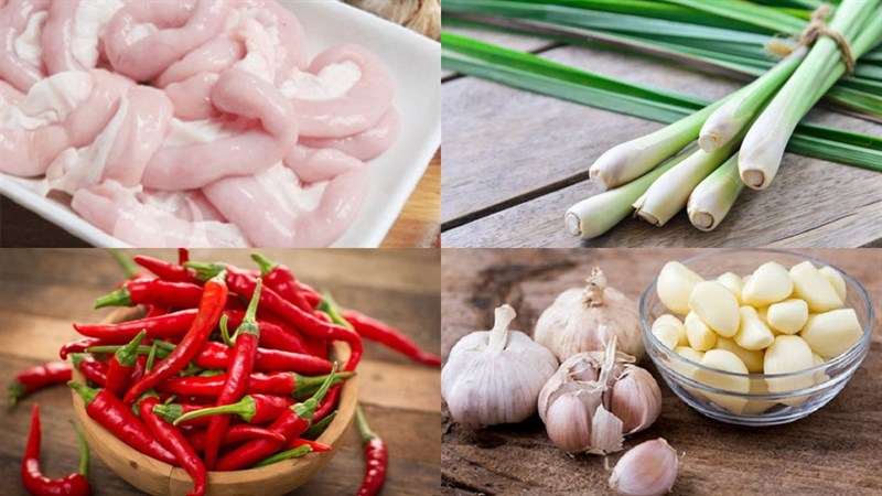 Hướng dẫn làm lòng heo xào sả ớt cay nồng hấp dẫn, ăn là mê 2 Nguyên liệu món ăn lòng heo xào sả ớt