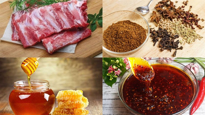 Nguyên liệu món ăn sườn nướng ngũ vị bằng lò nướng