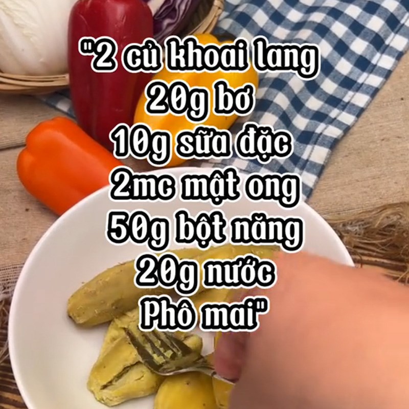Bước 1 Sơ chế nguyên liệu Bánh khoai lang phô mai (Công thức được chia sẻ từ TikTok Cách Nấu Ngon cùng Cách Nấu Ngon)