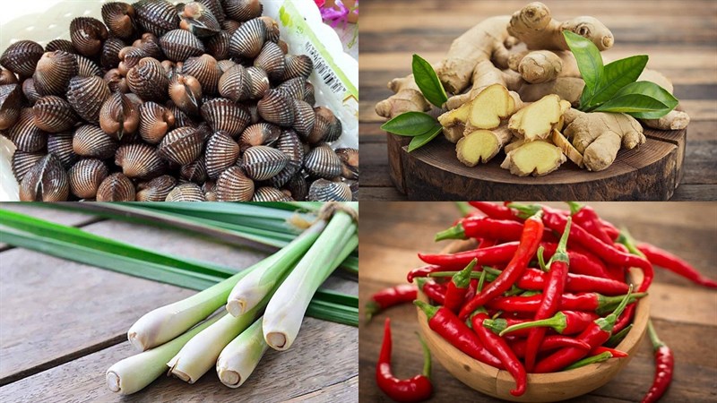 Nguyên liệu món ăn sò huyết nướng mỡ hành, nướng mọi và giấy bạc