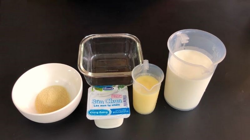 Nguyên liệu món ăn sữa chua dẻo bằng gelatin