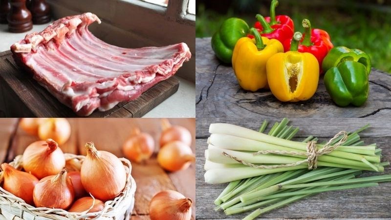 Nguyên liệu món ăn sườn dê xào ớt chuông