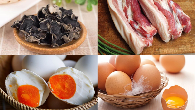 Nguyên liệu món ăn thịt chưng trứng muối