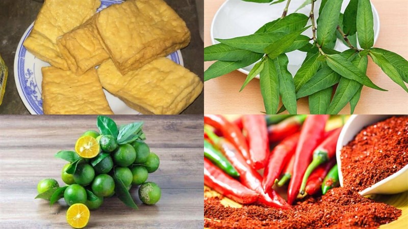 Nguyên liệu món ăn đậu hũ hấp rau răm