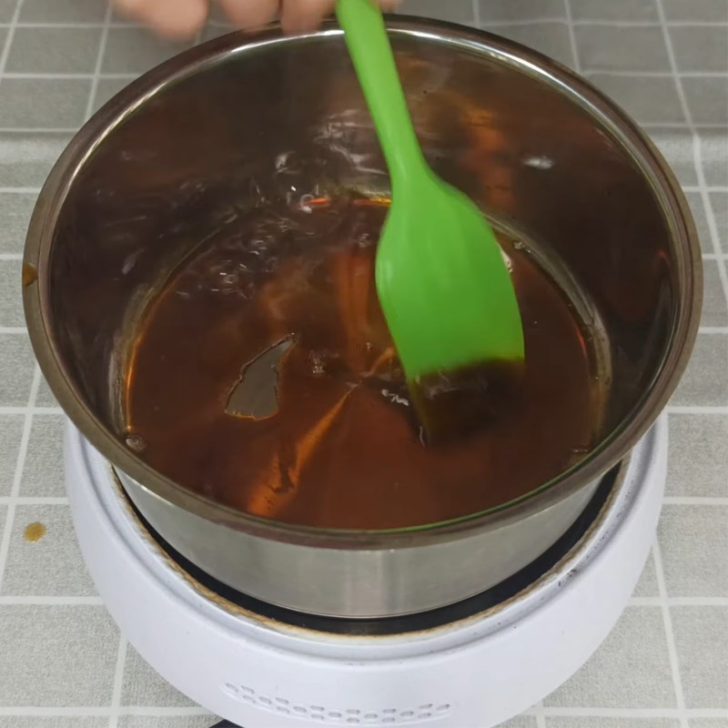 Bước 4 Thắng đường caramel Panna cotta dừa caramel