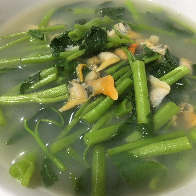 Bước 3 Thành phẩm Canh nghêu rau muống