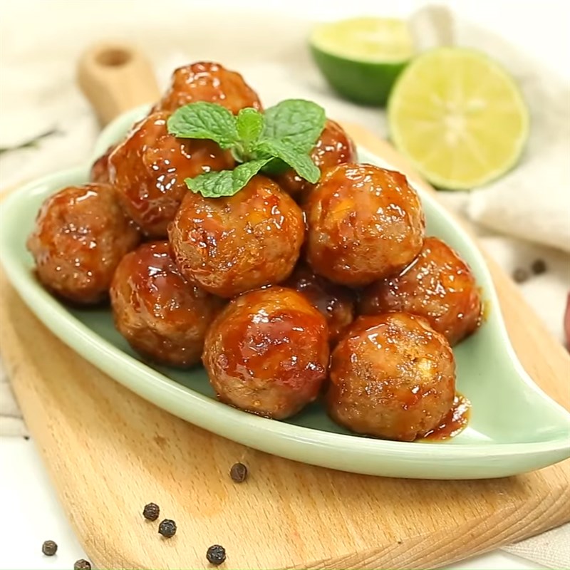 Bước 5 Thành phẩm Bò viên nướng sốt chua ngọt