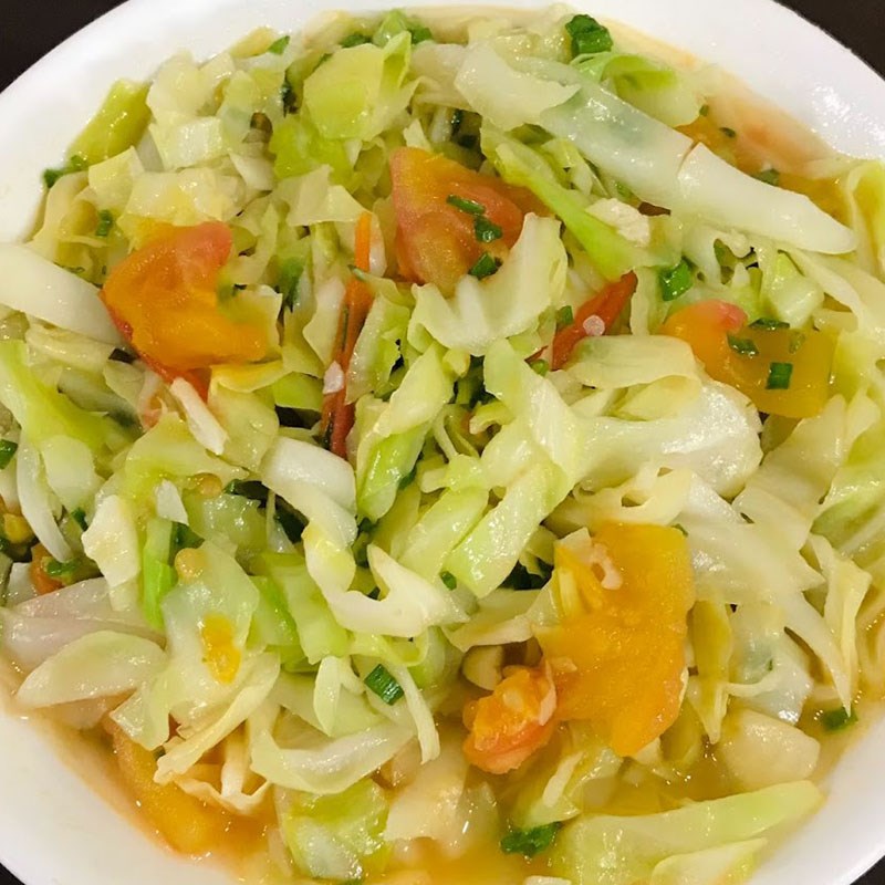 Bước 3 Thành phẩm Bắp cải xào cà chua