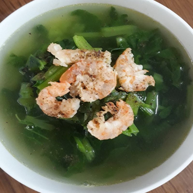 Bước 4 Thành phẩm Canh cải ngọt tôm khô