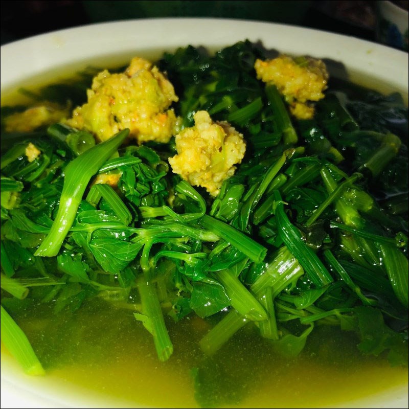 Bước 3 Thành phẩm Canh rau cần nấu tôm