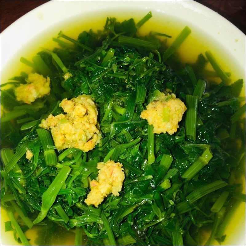 Bước 3 Thành phẩm Canh rau cần nấu tôm