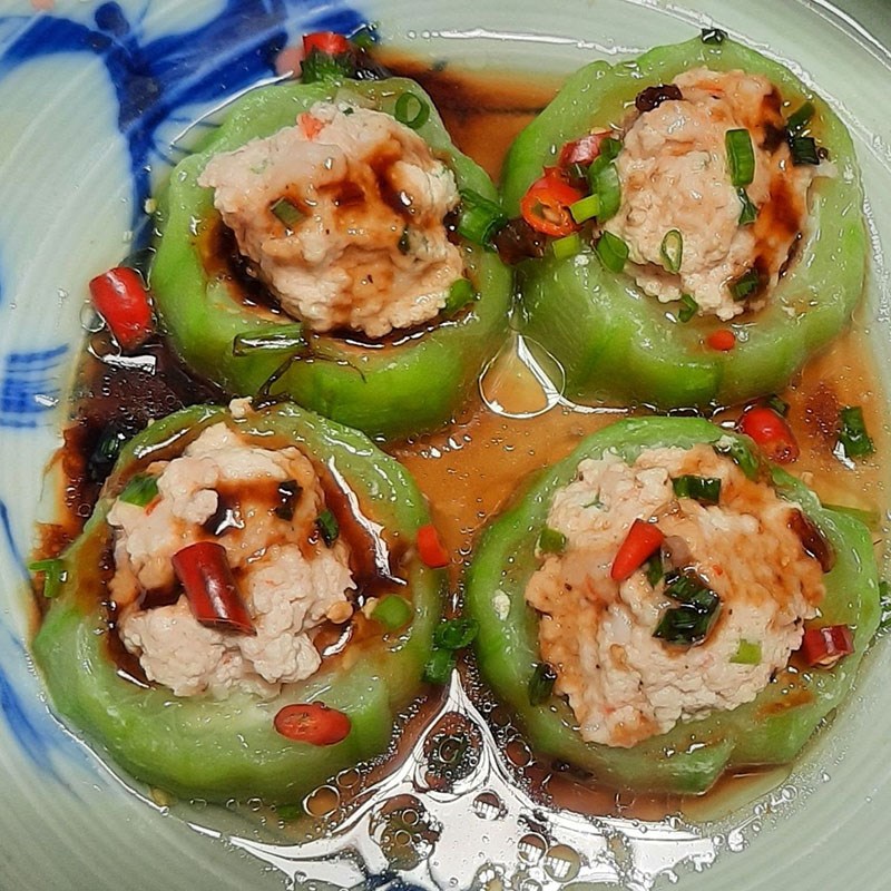 Bước 4 Thành phẩm Mướp hương nhồi tôm hấp