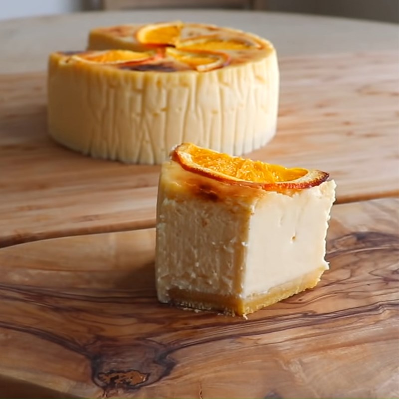 Bước 5 Thành phẩm Bánh cheesecake cam nướng với bột mì