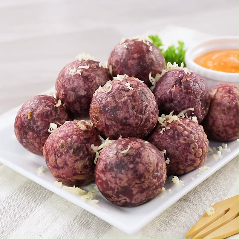 Bước 5 Thành phẩm Bánh khoai lang tím bọc phô mai chiên giòn
