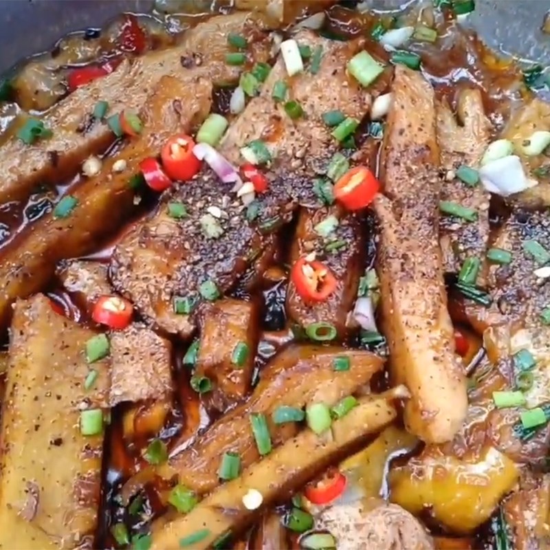 Bước 5 Thành phẩm Chả lụa chay kho tiêu