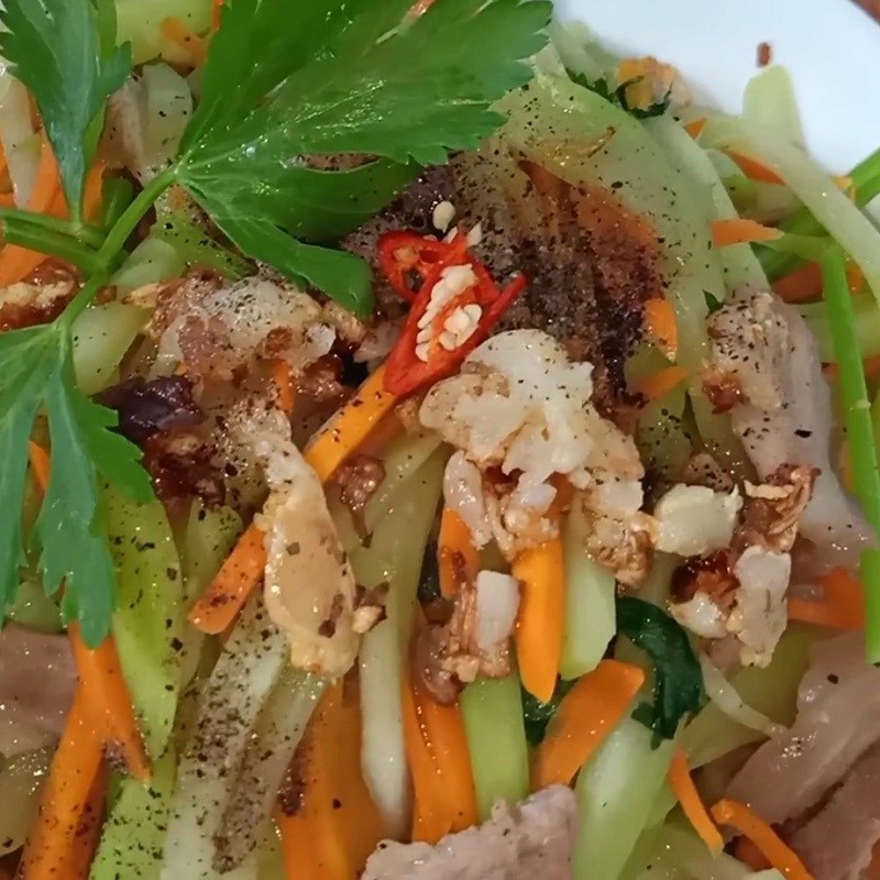 Bước 5 Thành phẩm Su su xào thịt ba rọi