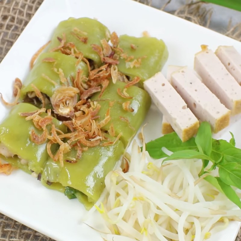 Bước 7 Thành phẩm Bánh cuốn lá dứa nhân tôm